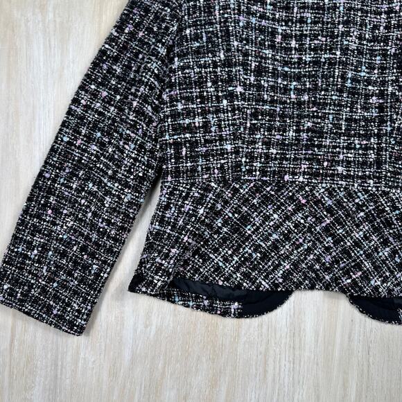 Tahari Black Multicolor Tweed Cropped Elegant Work Open Front Blazer Jacket 12 - Picture 14 of 14